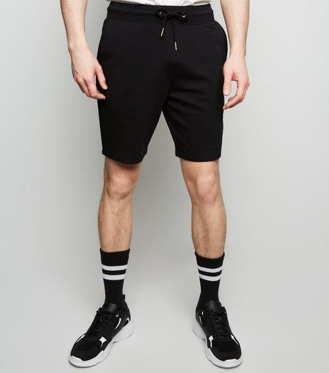 Men's Black Drawstring Waist Jersey Shorts New Look