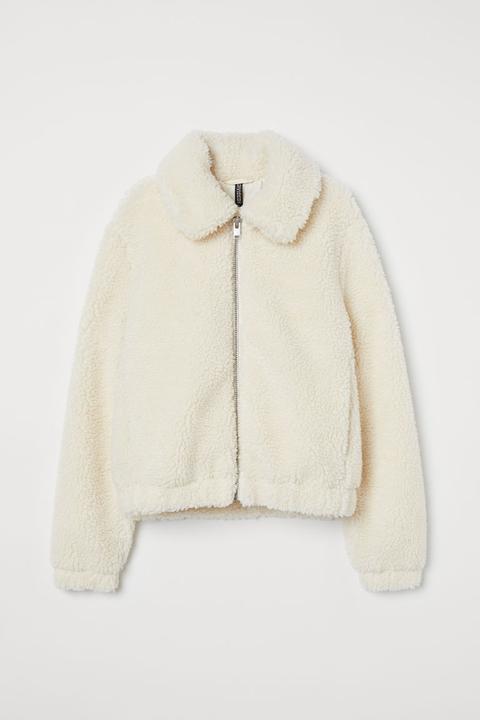 Chaqueta En Tejido Peluche - Blanco