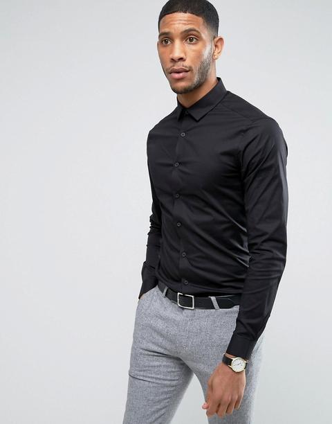 Asos - Camicia Skinny Nera - Nero