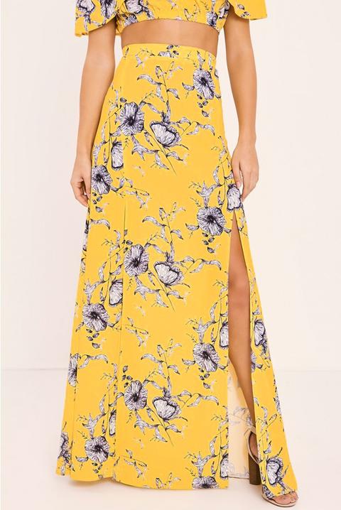 Billie Faiers Yellow Floral Maxi Skirt