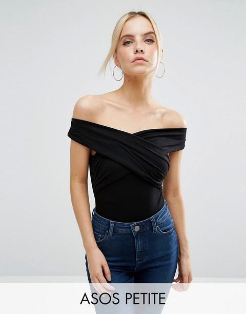 Body Con Escote Bardot Y Parte Delantera Cruzada De Asos Petite