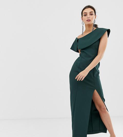 River Island - Vestito Lungo Con Spacco Verde - Verde