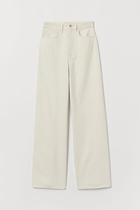 Wide Twill Trousers - White