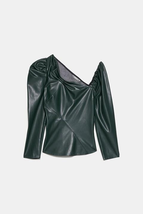 Asymmetric Faux Leather Top