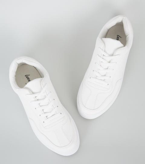 White Leather-look Trainers New Look 