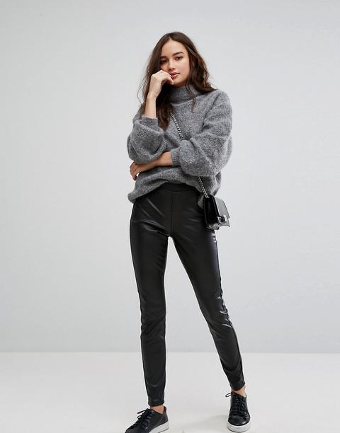 Only - Leggings In Pelle Sintetica - Nero