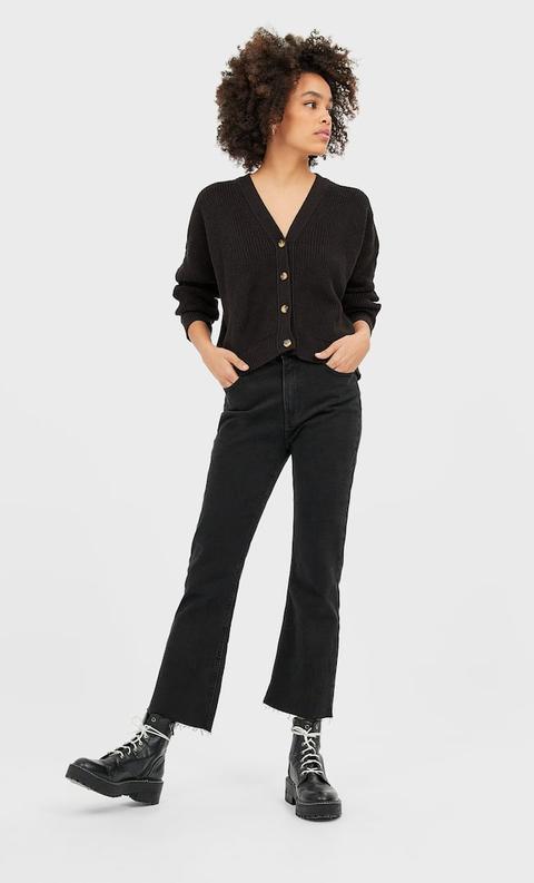Stradivarius Cardigan Basique Avec Boutons Femme Noir L