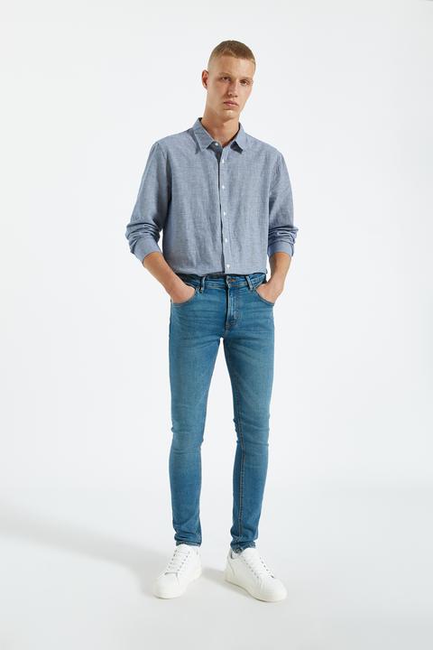 Jeans Skinny Fit Azul Verdoso