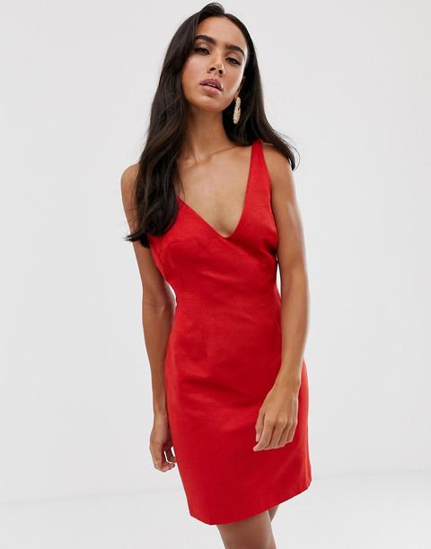 Minivestido De Otomán Estructurado De Asos Design-rojo