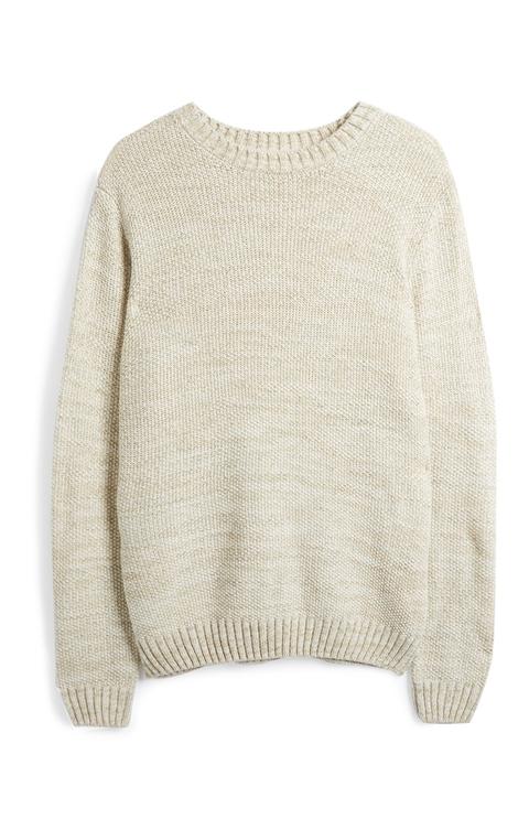 Ecrufarbener Pullover Mit Moosstich