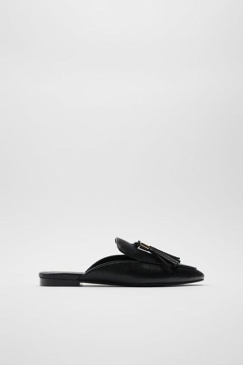 Flat Mules With Tassels