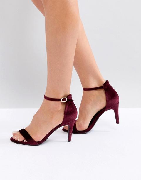 New Look - Sandali In Velluto Con Tacco Medio In 2 Parti - Rosso