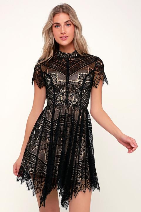 black skater dress short sleeve