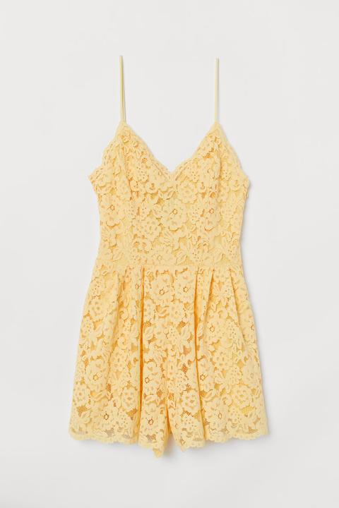 H \u0026 M - Tuta Corta In Pizzo - Giallo from H\u0026M on 21 Buttons