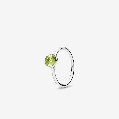 Pandora August Droplet Birthstone Ring - Sterling Silver / Peridot / Green