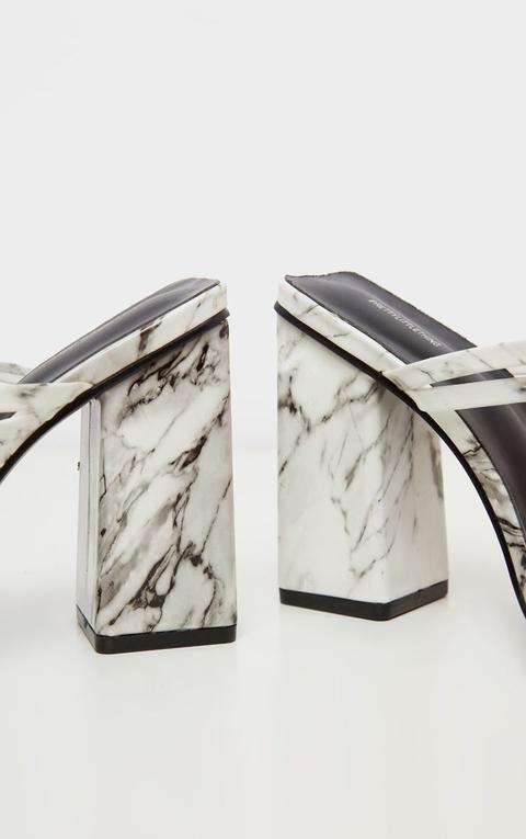 Marble Block Heel Strappy Mule Sandal