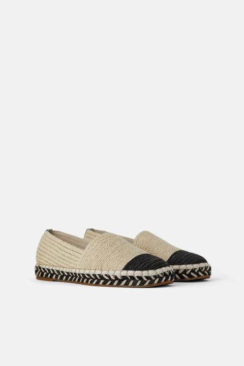 Espadrilles De Couleur Naturelle À Bout Rapporté