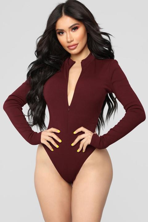 Grind Time Beyond Long Sleeve Bodysuit - Burgundy