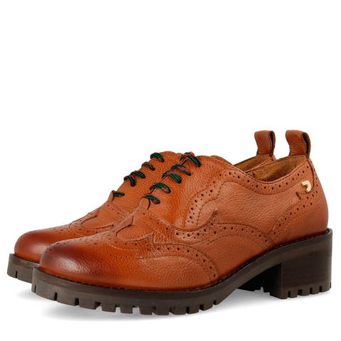 Mocasines De Piel Marrón Estilo Oxford Para Mujer 41995