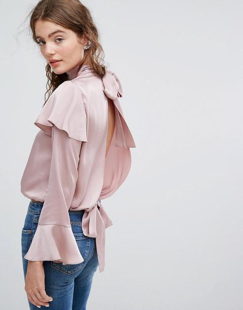 Blusa Con Volantes Y Detalle De Abertura En La Parte Posterior De Asos Luxe