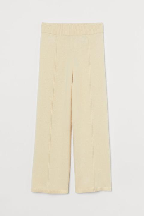 Merino Wool-blend Trousers - Yellow