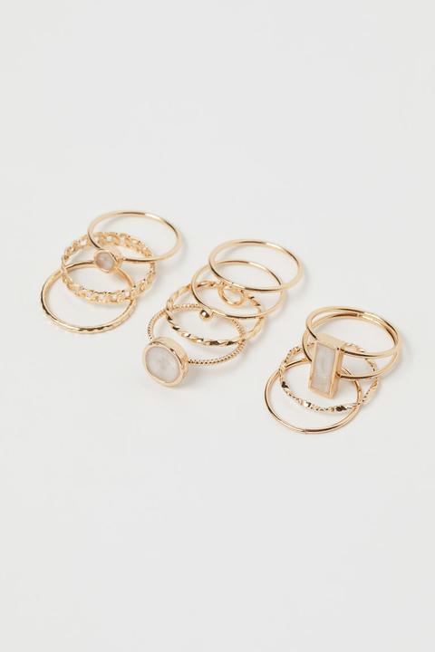 Pack De 10 Anillos - Oro