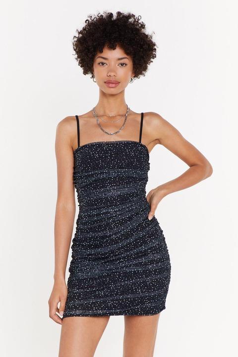 Womens Ms Polka Dot Mesh Mini Dress 