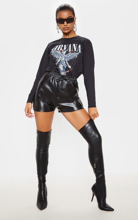 Black Faux Leather Shorts