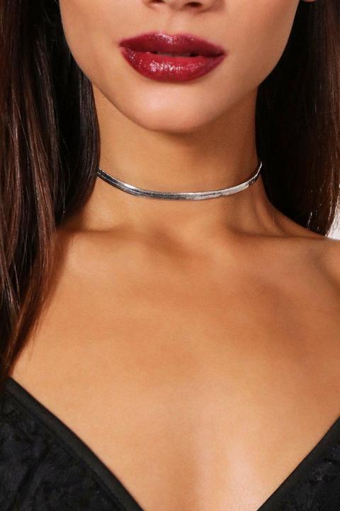 Womens Slinky Metal Choker - Grey