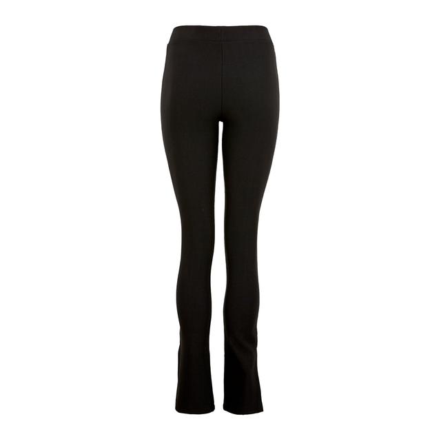 Black Ribbed High Waist Split Flared 