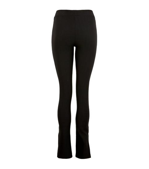 Black Ribbed High Waist Split Flared 