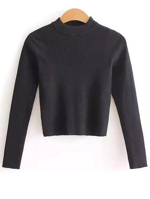 Maglione Pullover Corto Con Collo Alto White Deep Gray Khaki Rose Black Pink Earthy Army Green Red Wine