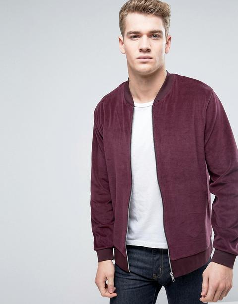Asos - Bomber In Velour Bordeaux - Rosso