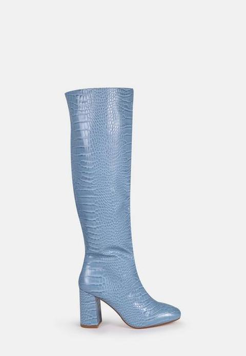 blue knee high boots
