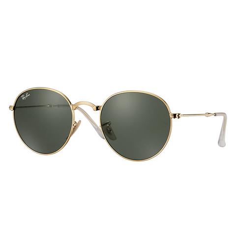 Ray Ban Round Metal Folding Unisex Sunglasses Lentes: Verde, Montura: Oro - Rb3532 001 47-20