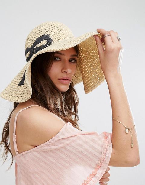 Asos - Cappello Floscio Oversize In Paglia Con Fiocco - Beige