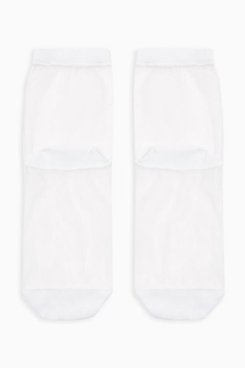 Womens White Block Mesh Socks - White, White