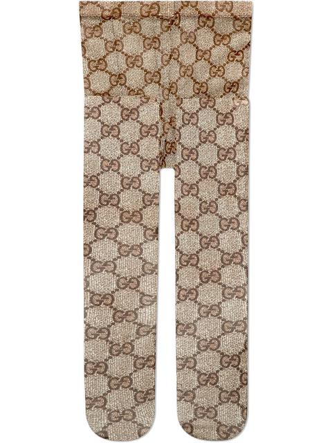 Gucci Collants À Logo Gg Entrelacé - Marron