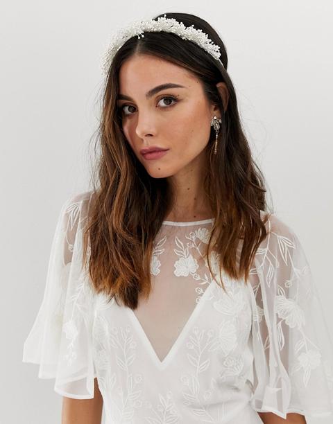 Asos Design Bridal - Coroncina Con Fiori Crema - Crema