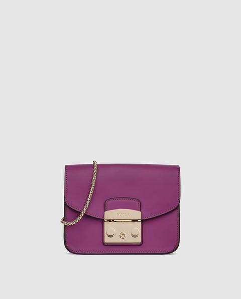 Furla - Bandolera Mini Metropolis De Piel En Morado De Mujer