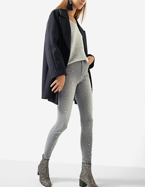 Super High Waist Con Perle Grigio Medio