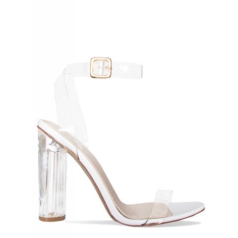 Anastasia White Clear Barely There Heels