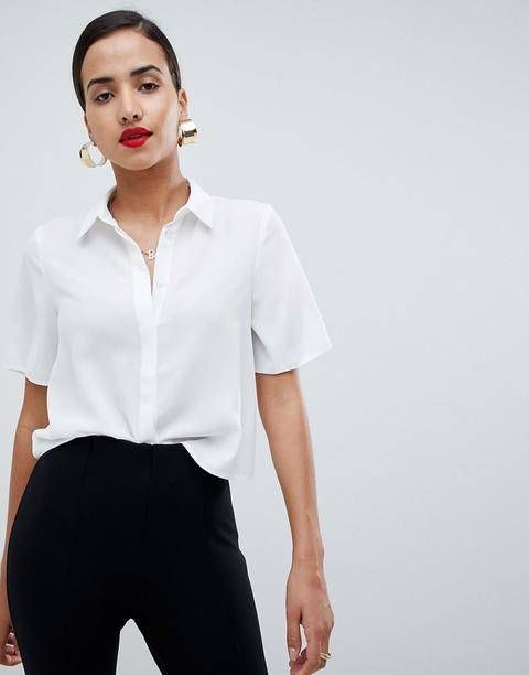 Camisa Suave De Manga Corta De Asos Design-blanco