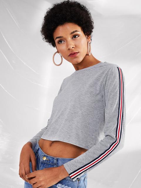 Tee Crop Detail Red Tape