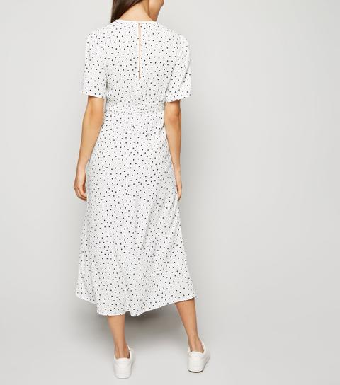 New look white hot sale spot midi dress