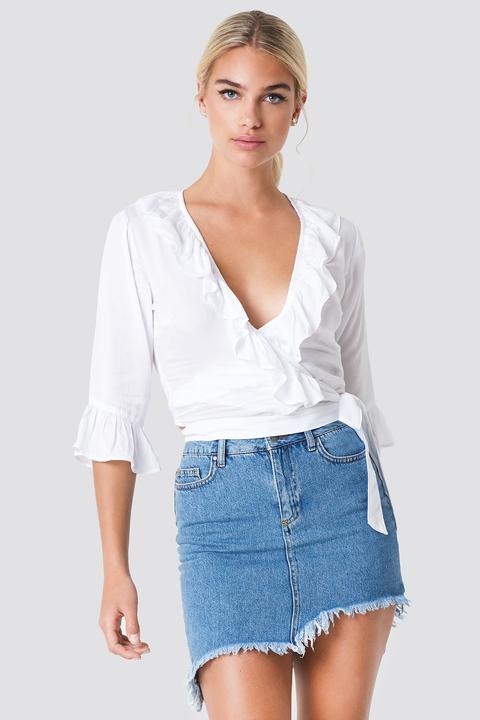 Linn Ahlborg X Na-kd Ruffle Wrap Blouse - White