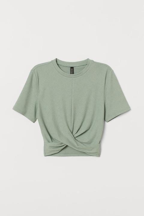 Shirt Mit Wickeldetail - Green - Damen