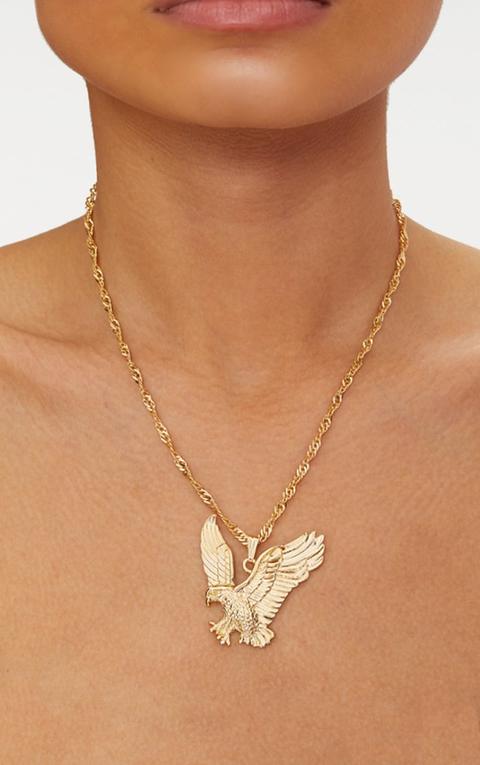 Gold Eagle Pendant Necklace, Yellow