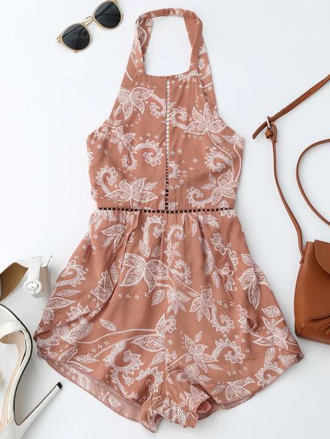 Print Open Back Criss Cross Romper