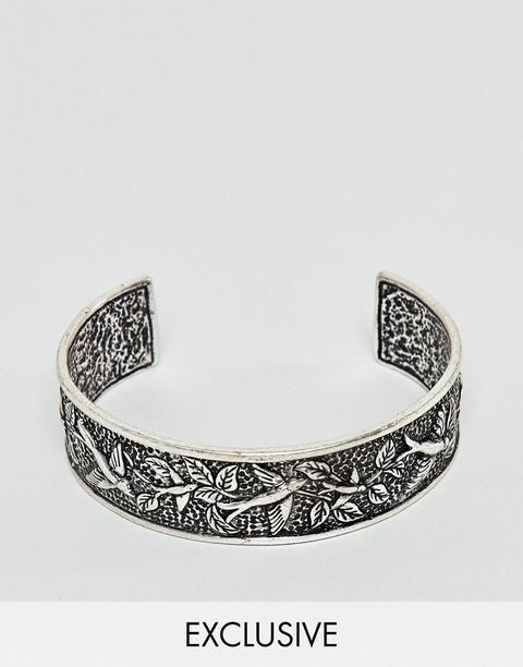 Reclaimed Vintage Inspired - Armreif Mit Prägung In Silber